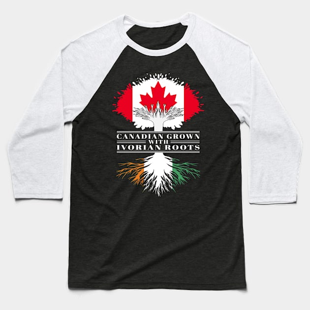 Canadian Grown With ivorian Roots canada Cote D'ivoire Flag Tree Baseball T-Shirt by BramCrye